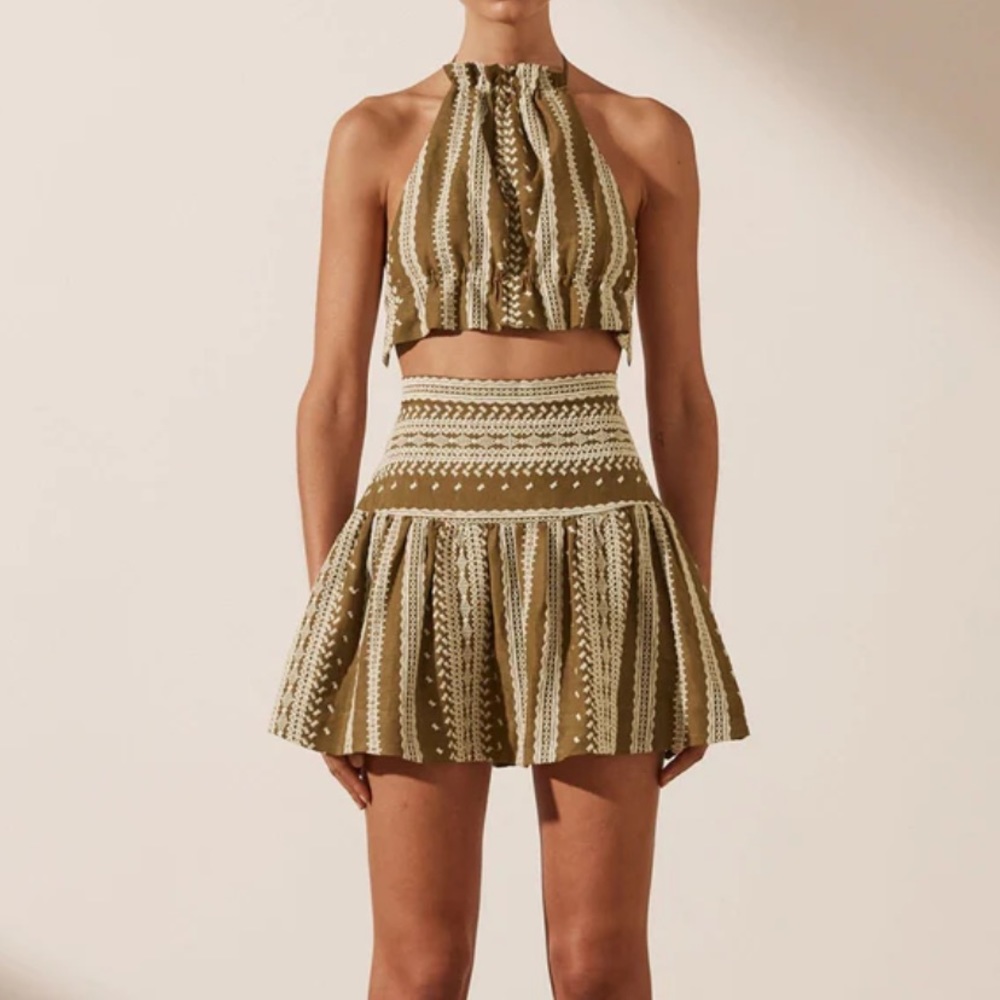 Atlas Crop Halter Top in Cumin Multi - Shona Joy